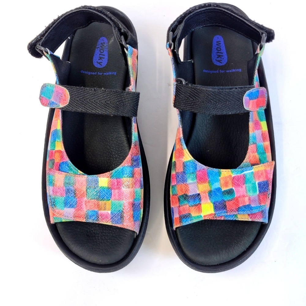 Jewel Platform Sandals Shoes Checkerboard Women's 39 US 8.5"